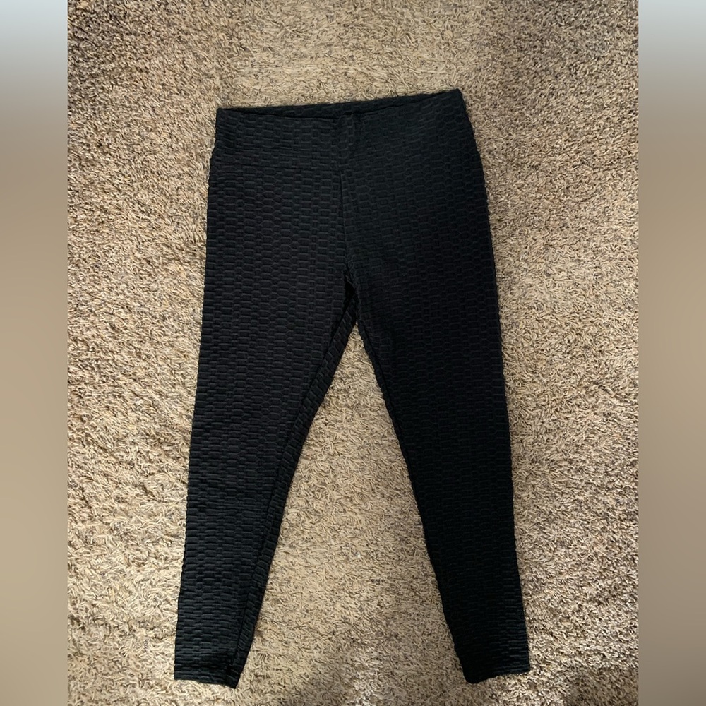 Textured Black Leggings
